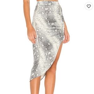 Superdown Revolve Snakeprint Midi Skirt with Slit, S